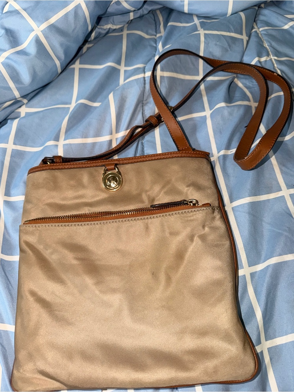 Michael Kors Beige and Brown Crossbody Bag